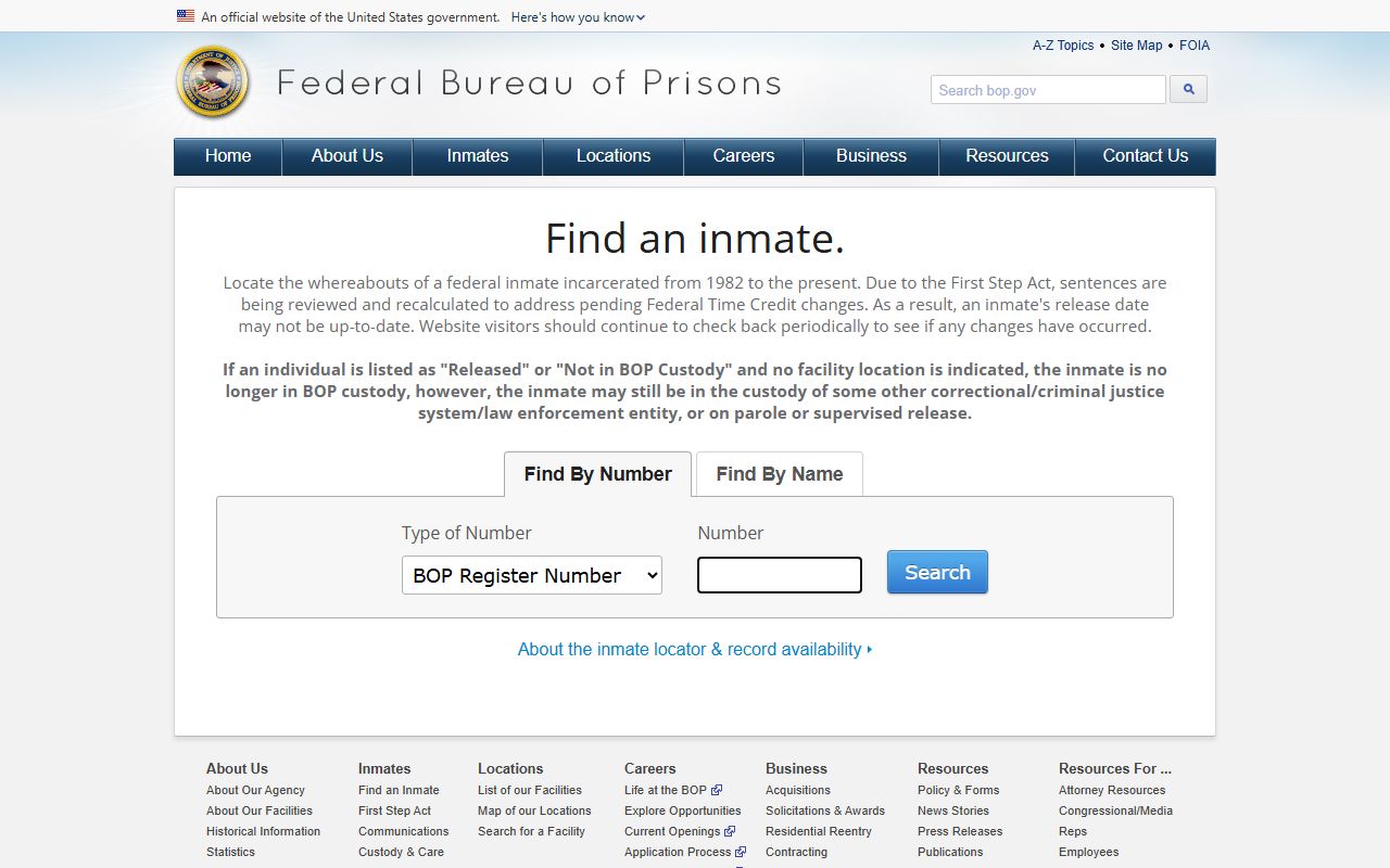 BOP inmate locator for Bartholomew County federal custody without public mugshots